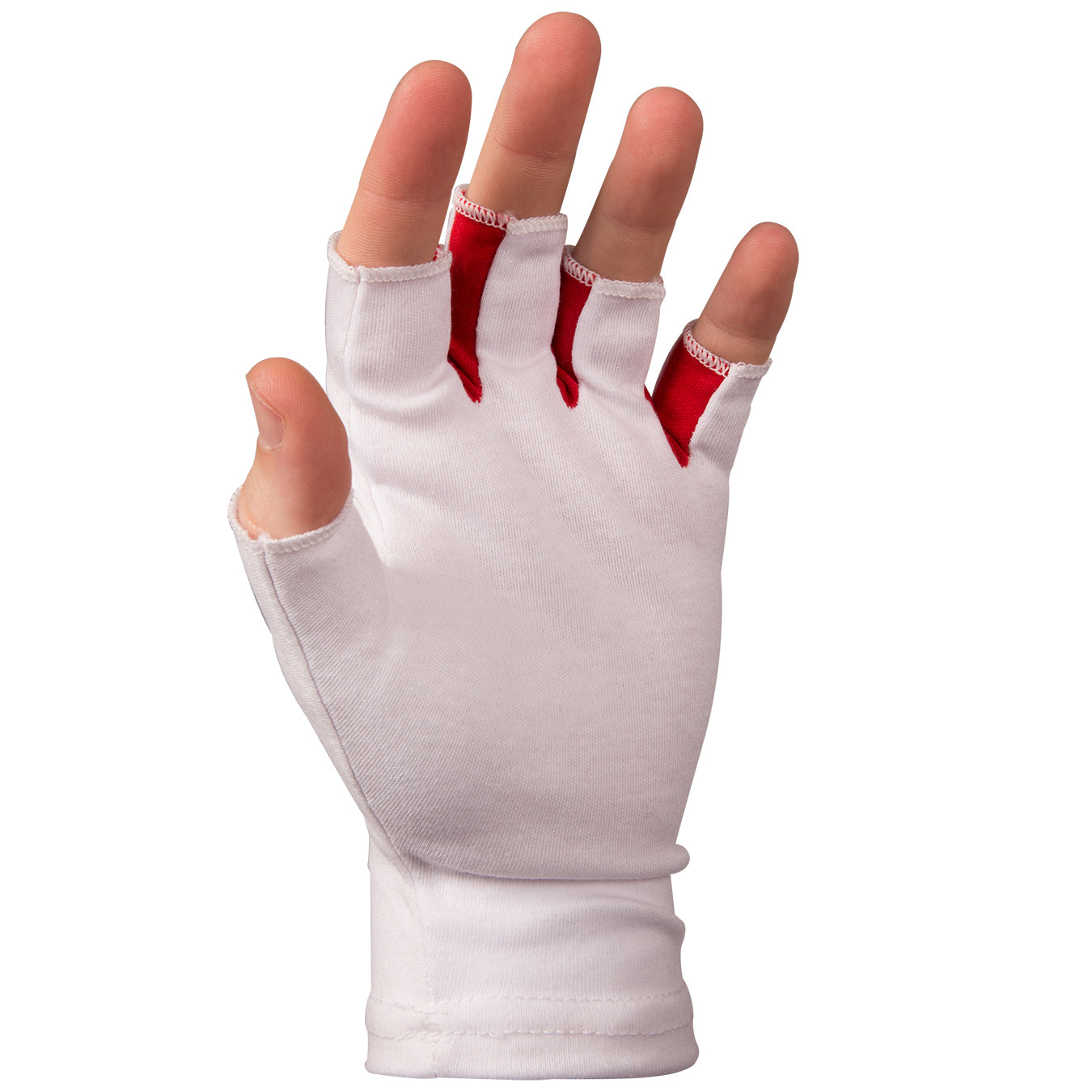 White cotton fingerless sale gloves